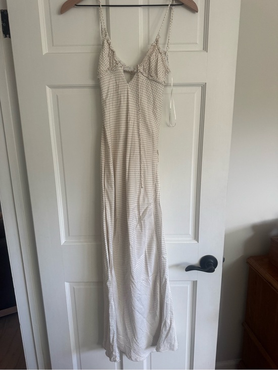 Zara Dresses & Skirts - Zara Cream Maxi Slip Dress with Subtle Dot Print